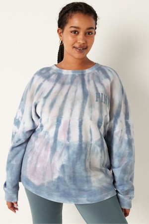 Hazel Green Tie Dye Victoria's Secret Fleece Long Sleeve Oversized Sweatshirt | HCL-518902