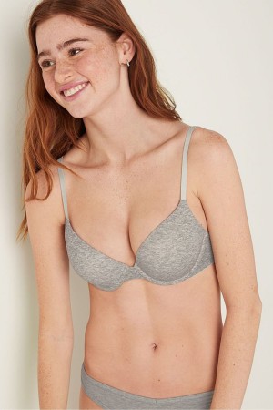 Heather Charcoal Grey Victoria's Secret Wear Everywhere Smooth Push Up T-Shirt Bra | ACP-953182