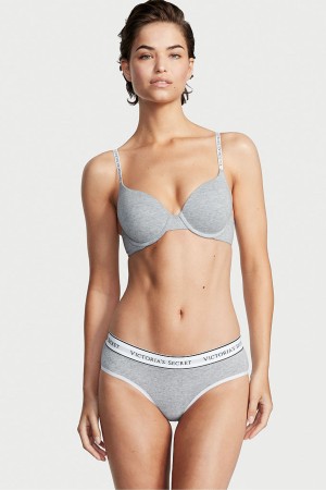 Heather Grey Victoria's Secret Logo Knickers | QRS-308247