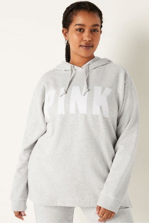 Heather Stone Grey Sans Logo Victoria's Secret Fleece Campus Hoodie | XPS-402315