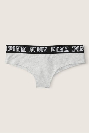 Heather Stone Grey Victoria's Secret Stretch Cotton Logo Cheeky Knickers | RAS-560192