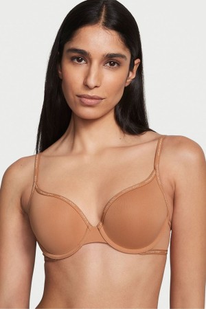 Honey Glow Nude Victoria's Secret The T-Shirt Lightly Lined Logo Strap Full Cup Bra | IFC-872916