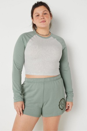 Iceberg Green Victoria's Secret Long Sleeve Crop T-Shirt | RJE-987264