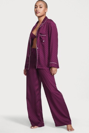 Kir Purple Victoria's Secret Satin Long Pyjamas | CYZ-418709