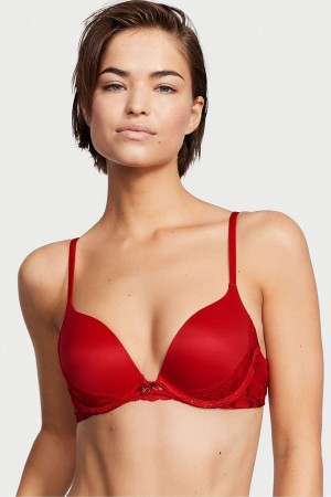 Lipstick Lurex Xdye Red Victoria's Secret Body by Victoria Lace Trim Push Up Bra | OCI-362574