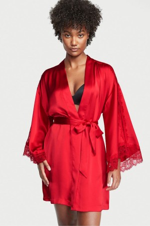 Lipstick Red Victoria's Secret Lace Inset Robe | VSA-705612