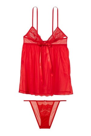 Lipstick Red Victoria's Secret Lace Unlined Non Wired Babydoll | GTD-183056