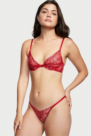 Lipstick Red Victoria's Secret Very Sexy Lace G String Knickers | NZJ-731289