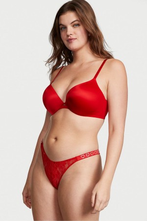 Lipstick Red Victoria's Secret Very Sexy Lace Shine Strap Brazilian Knickers | CVM-058261