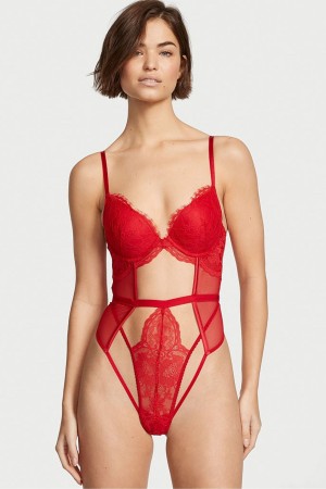 Lipstick Red Victoria's Secret Very Sexy Pushup Teddy | AFS-219483