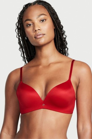 Lipstick Red Victoria's Secret Very Sexy Smooth Non Wired Plunge Push Up Bra | VKC-036178