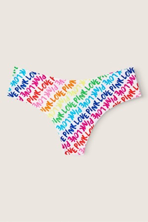 Love Pink Rainbow Print Victoria's Secret No-Show No Show Thong Knickers | GXM-653728