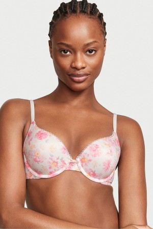 Lovely Peonies White Victoria's Secret Body by Victoria Smooth Full Cup Push Up Bra | RPE-912463