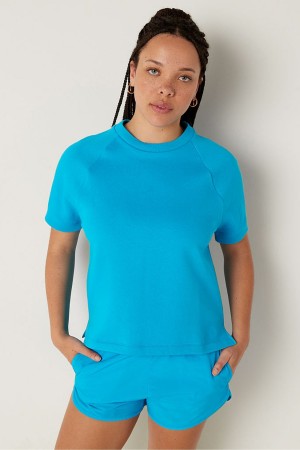 Marine Blue Victoria's Secret Cotton Short Sleeve Hoodie | BXZ-341287