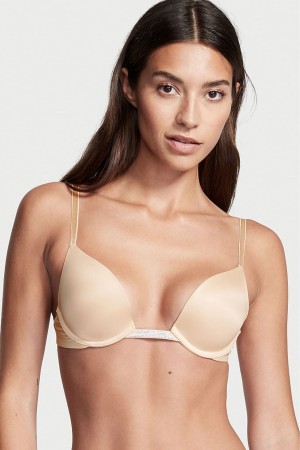 Marzipan Nude Victoria's Secret Bare Smooth Plunge Shine Multiway Bra | OPU-913264