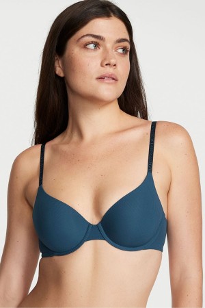 Midnight Sea Blue Victoria's Secret The T-Shirt Smooth Logo Strap Light Lined T-Shirt Bra | DFW-657149