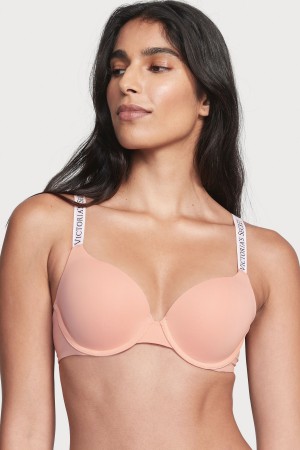 Misty Rose Pink Victoria's Secret The T-Shirt Full Coverage Push Up Logo Bra | QDN-839576