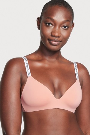 Misty Rose Pink Victoria's Secret The T-Shirt Non Wired Logo T-Shirt Bra | SWZ-936210