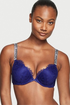 Night Ocean Blue Victoria's Secret Very Sexy Shine Strap Add 2 Cups Bombshell Bra | IOK-857093