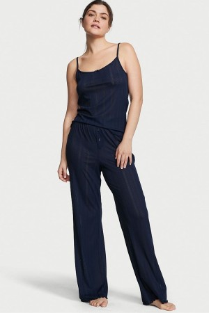 Noir Navy Blue Victoria's Secret Cami Long Pyjamas | UFE-416908