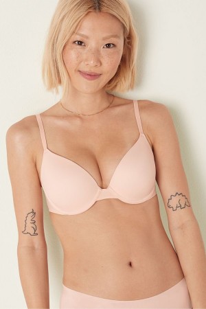 Peach Nectar Pink Victoria's Secret Wear Everywhere Smooth Push Up T-Shirt Bra | DZQ-903458