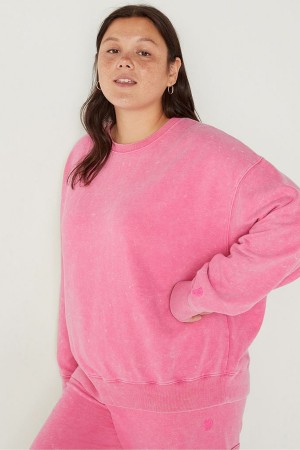 Pure Black Pin Dots Victoria's Secret Fleece Long Sleeve Sweatshirt | FAB-206349