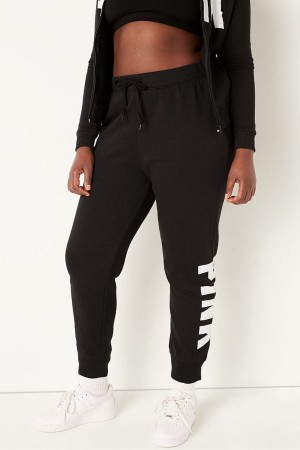 Pure Black Sans Logo Victoria's Secret Fleece Lounge Jogger | SNH-163794