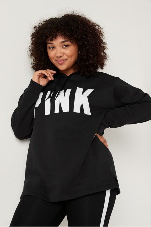 Pure Black Sans Logo Victoria's Secret Fleece Campus Hoodie | XOR-728041