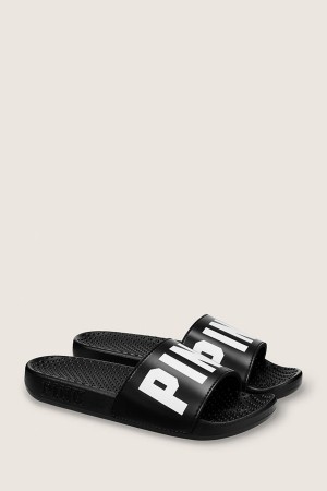 Pure Black Victoria's Secret Sliders | XLT-659147