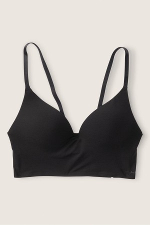 Pure Black Victoria's Secret Smooth Non Wired Push Up Bralette | HTG-860934