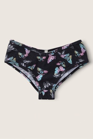 Pure Black Victoria's Secret Stretch Cotton Cotton Cheeky Knickers | WCB-024518