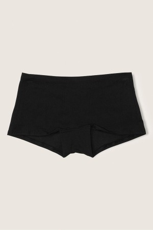 Pure Black With Graphic Victoria's Secret Stretch Cotton Cotton Boyshort Knicker | VOS-953706