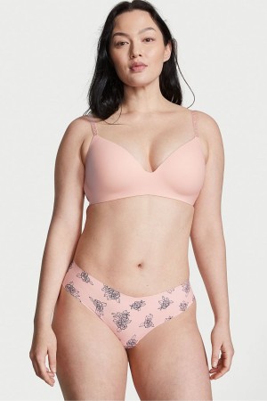 Purest Pink Floral Victoria's Secret Sexy Illusions by Victorias Secret Smooth No Show Thong Knickers | UIN-978326