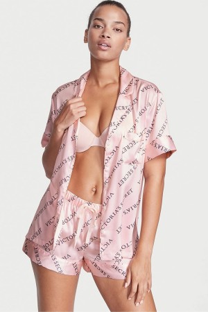 Purest Pink VS Victoria's Secret Satin Short Pyjamas | JQD-842376