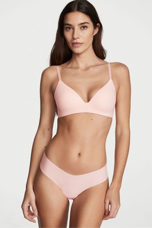 Purest Pink Victoria's Secret No-Show Ribbed No Show Thong Knickers | DHB-471508