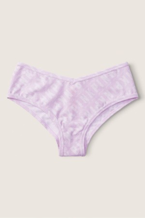 Purple Mist Linear Logo Print Purple Victoria's Secret Stretch Cotton Cotton Cheeky Knickers | ENS-960257