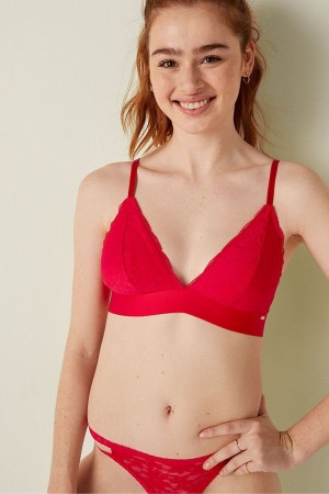 Red Pepper Victoria's Secret Unlined Lace Triangle Bralette | KUN-790128