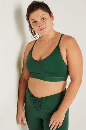 Satin Green Victoria's Secret Lightly Lined Low Impact Sports Bra | SWL-497683