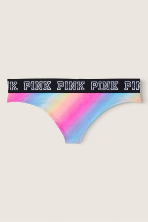 Sea Rainbow Blue Victoria's Secret Stretch Cotton Logo Thong | PFZ-289317