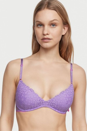 Secret Crush Purple Lace Victoria's Secret Sexy Tee Sexy T-Shirt Non Wired Push Up Bra Lace Bra | ZCM-591268