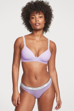 Secret Crush Purple Victoria's Secret Stretch Cotton Logo Knickers | WCX-963748