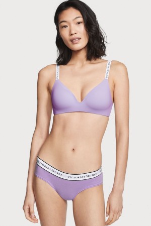 Secret Crush Purple Victoria's Secret Stretch Cotton Logo Knickers | LEO-154302