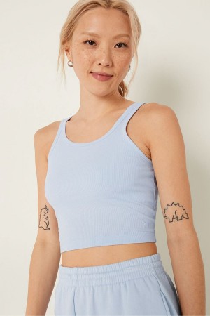 Skyway Blue Victoria's Secret Crop Tank Top | IAU-739285