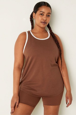 Soft Cappuccino Brown Victoria's Secret Everyday Ringer Tank | NTW-802357