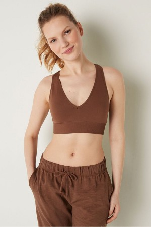 Soft Cappuccino Brown Victoria's Secret Seamless Seamless Plunge Bralette | HJS-859274