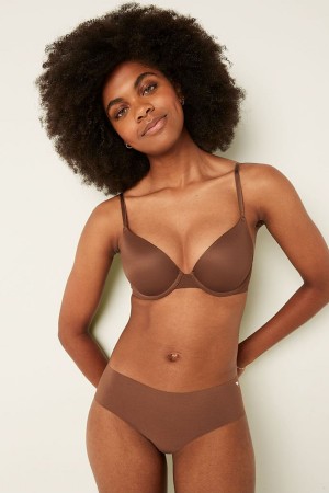 Soft Cappuccino Brown Victoria's Secret Wear Everywhere Wear Everywhere Smooth Push Up T-Shirt Bra | UWN-217498