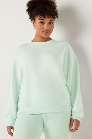 Spring Rain Green Victoria's Secret Fleece Long Sleeve Sweatshirt | YJR-712506