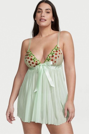 Strawberry Embroidery Green Victoria's Secret Dream Angels Dream Angels Babydoll | TSM-726591