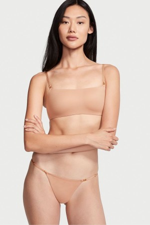 Sweet Nougat Nude Victoria's Secret Love Cloud Smooth Thong Knickers | BIE-409518