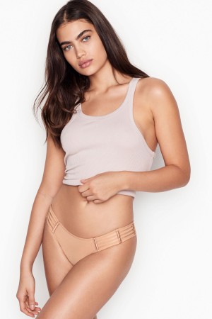 Sweet Nougat Nude Victoria's Secret Very Sexy Mesh Cheekini Knickers | CYB-518430